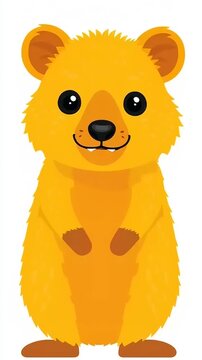 Adorable Animated Quokka Character Standing and Smiling.
