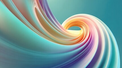 Abstract swirl of colorful waves with gradient colors and soft lighting