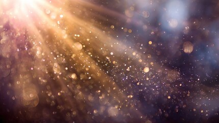 Abstract background of glowing light rays with golden and purple tones