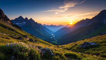Mountain valley under even twilight symbolizing impartial calmness