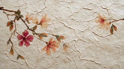 Watercolor floral branch illustration with delicate flowers and textured paper background