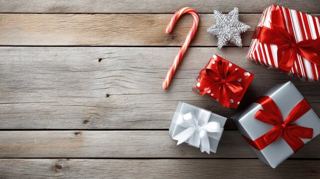 Colorful candies like swirls, chocolates, and marshmallows create a festive scene on a wooden table, ideal for celebrations - Powered by Adobe