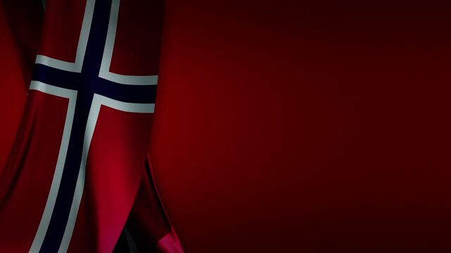 Flag of Norway curtain banner subtle wave seamless loop high resolution 4K red background
