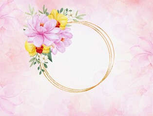 Watercolor Painting of Flowers Wedding Decoration Background 