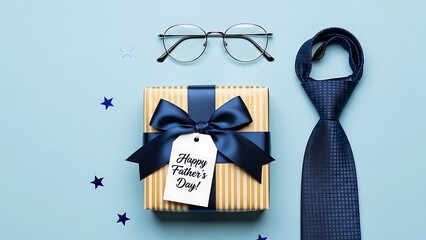 Father s day gift box with tie and glasses