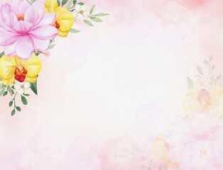 Floral Pink Background with Flowers Arrangement