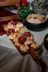 Vibrant Floral-Inspired Appetizers and Buffet Spread on a party catering setting