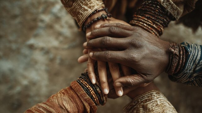 Unity and togetherness: diverse hands in a supportive gesture