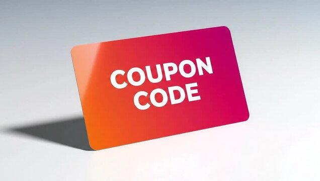 Coupon code" text on a vibrant red and orange promotional card