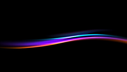 Abstract glowing light trail with vibrant colors on a dark background