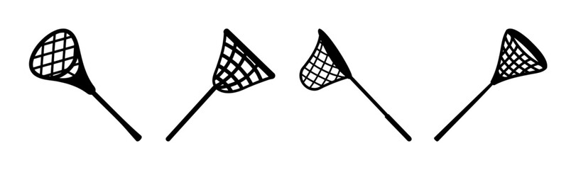 Simple graphic collection of various small hand nets icons.