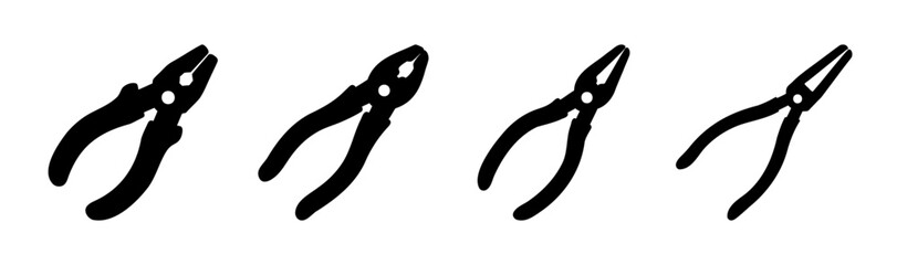 Various pliers tool silhouettes for industrial and home use