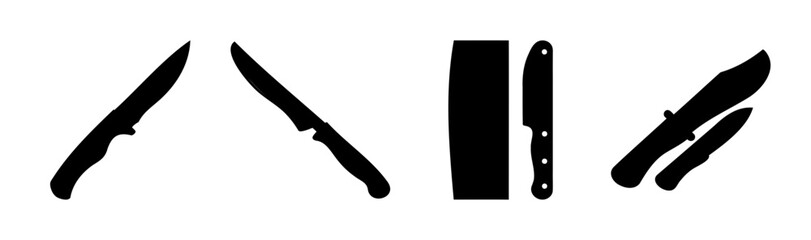 Various sharp kitchen and utility knife blade silhouettes