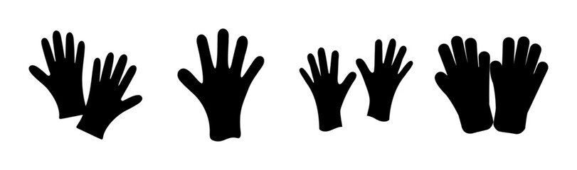 Various pairs of protective gloves in abstract silhouette