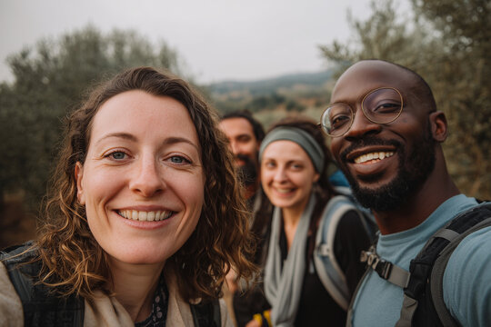 A group of people are smiling and posing for a picture