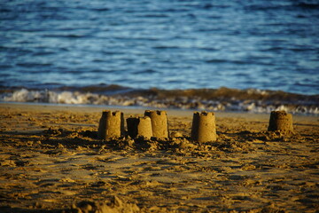 sand castle, beach, black sand, atlantic ocean, sunset, lanzarote, matagorda, puerto del carmen, November 2025