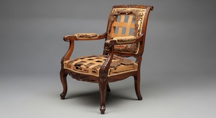 Damaged antique chair upholstery restoration