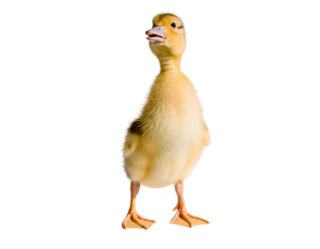 Sweet Newly Hatched Duckling Standing Upright in a Clean Isolated Pose for Adorable Wildlife Themes