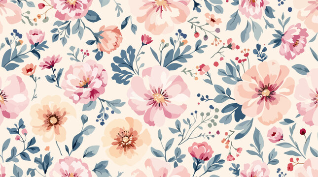 Seamless pink floral pattern design featuring vintage flower and leaf texture for fabric or wallpaper decor