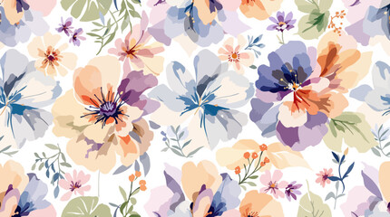 Seamless pink watercolor floral pattern with flowers, leaves, and butterflies is a beautiful vintage vector nature illustration for textile design and wallpaper