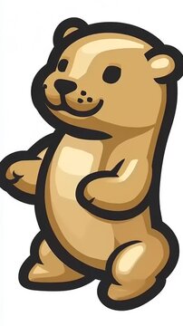 Cute Cartoon Otter Standing Upright on White Background.
