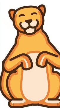 Cute cartoon cougar sitting and looking happy and playful.