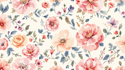 Vintage pink floral seamless vector pattern design for spring fabric texture and decoration