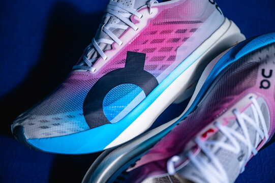 Detail Shot of On Cloudboom Strike Racing Shoes with CloudTec and Helion Foam