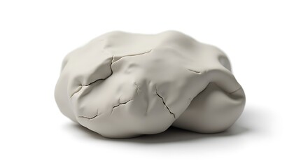 A single lump of white polymer modeling clay isolated on white background