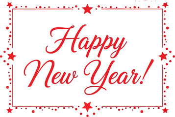 Happy new year greeting card with red star and dot border