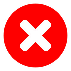 Red X Cross No Sign Wrong or Decline or Error Round Circle. Vector Image.