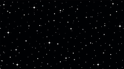 Numerous small, reflective glitter particles are scattered and falling against a deep black void.