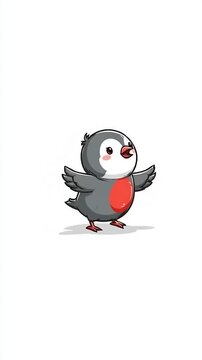 Cute cartoon robin bird illustration on white background.