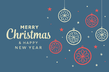 Merry Christmas card design with vintage Santa Claus and festive winter hanging decoration