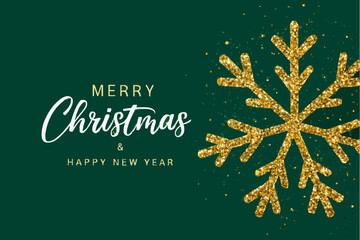 Merry Christmas holiday card with blue snowflakes and celebration year greeting design