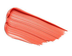 textured abstract coral color paint stroke isolated on transparent background, png
