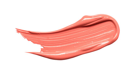 textured abstract coral color paint stroke isolated on transparent background, png