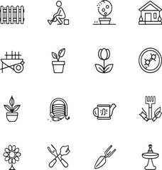 Simple set of Flower, Garden and Gardening Related Vector Line Icons. 

