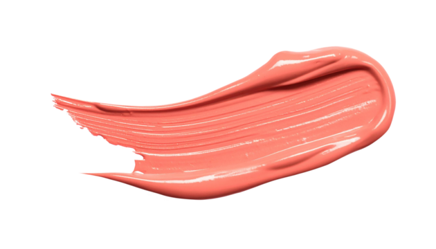 textured abstract coral color paint stroke isolated on transparent background, png