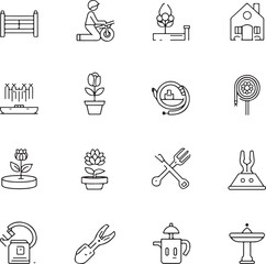 Soil ground and gardening editable stroke outline icons set isolated on white background flat vector illustration.

