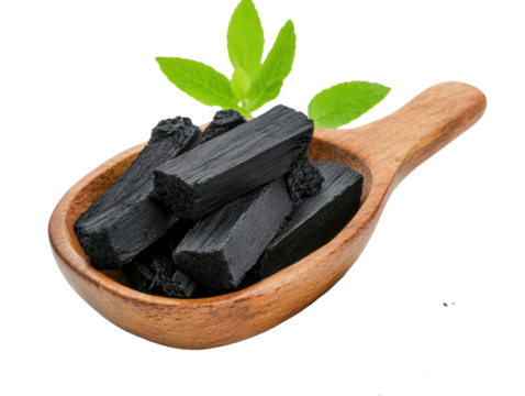 Activated Charcoal Sticks in Wooden Spoon