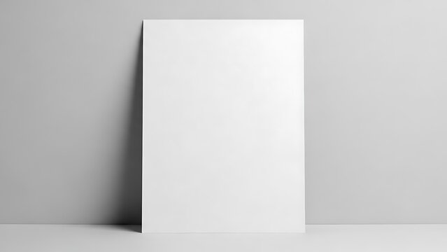 Empty white vertical cardstock poster on gray background mock-up