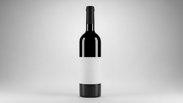 Blank label black wine bottle mockup. studio shot on light grey background. - Powered by Adobe