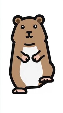 Cute cartoon hamster standing on a white background.