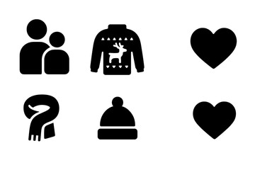 Cozy Family Icons. Cozy Holiday Family. Filled icon set of Cozy Holiday Family: parent, child, sweater,