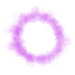 Circular ring made of soft pink and purple smoky wisps with transparent background for abstract design