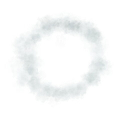 Circular ring made of soft gray smoky wisps with transparent background for abstract or artistic design