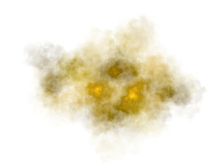Soft transparent neon cloud with glowing yellow center and diffuse edges on transparent background for abstract design
