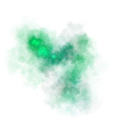 Soft transparent cloud with glowing neon green center and diffuse edges on transparent background for abstract design