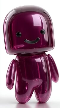 Cute Purple Translucent Robot Character Animation Loop.